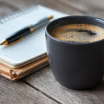 pen and coffee